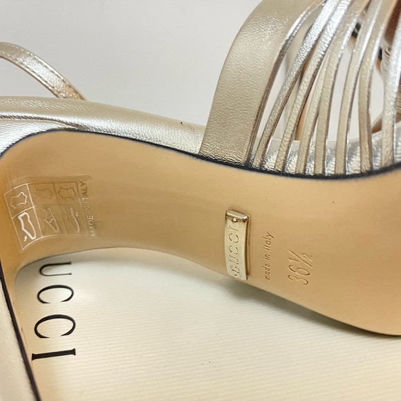 GUCCI Metallic Leather Sandals - Picture 5 of 13